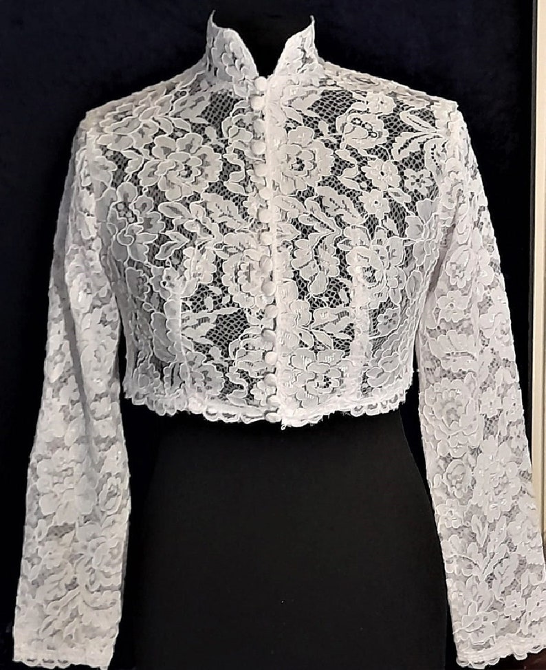 Weiß oder Elfenbein Spitze Bolero, Langarm Jacke, Braut Bolero Bild 1