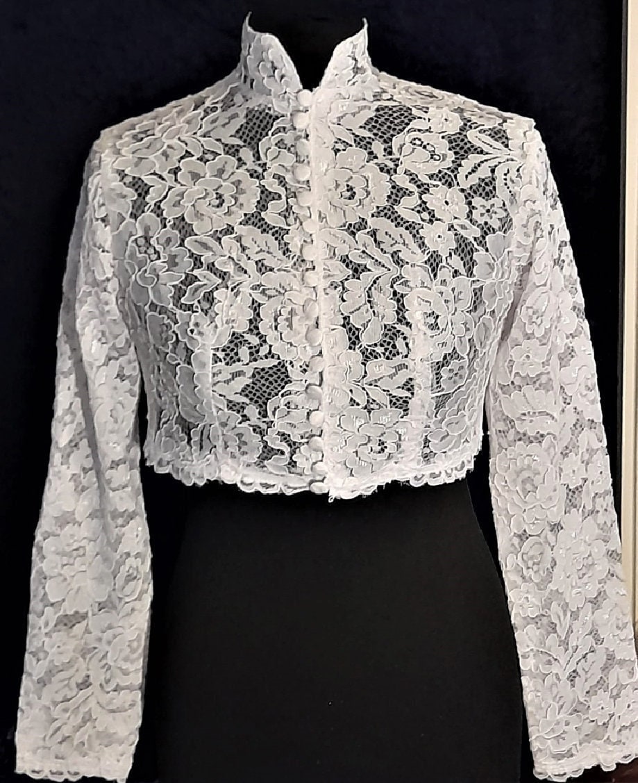 White or Ivory Lace Bolero,long Sleeve Jacket,bridal Bolero
