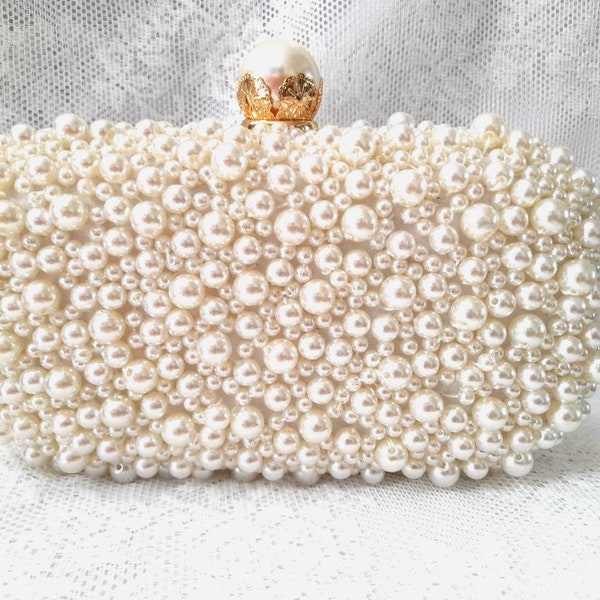 Ivory Pearl Bridal Clutch,Wedding Purse,Handbag For Bride