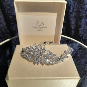 Silver Bridal Bracelet,Gift For Her,Floral Style Bracelet