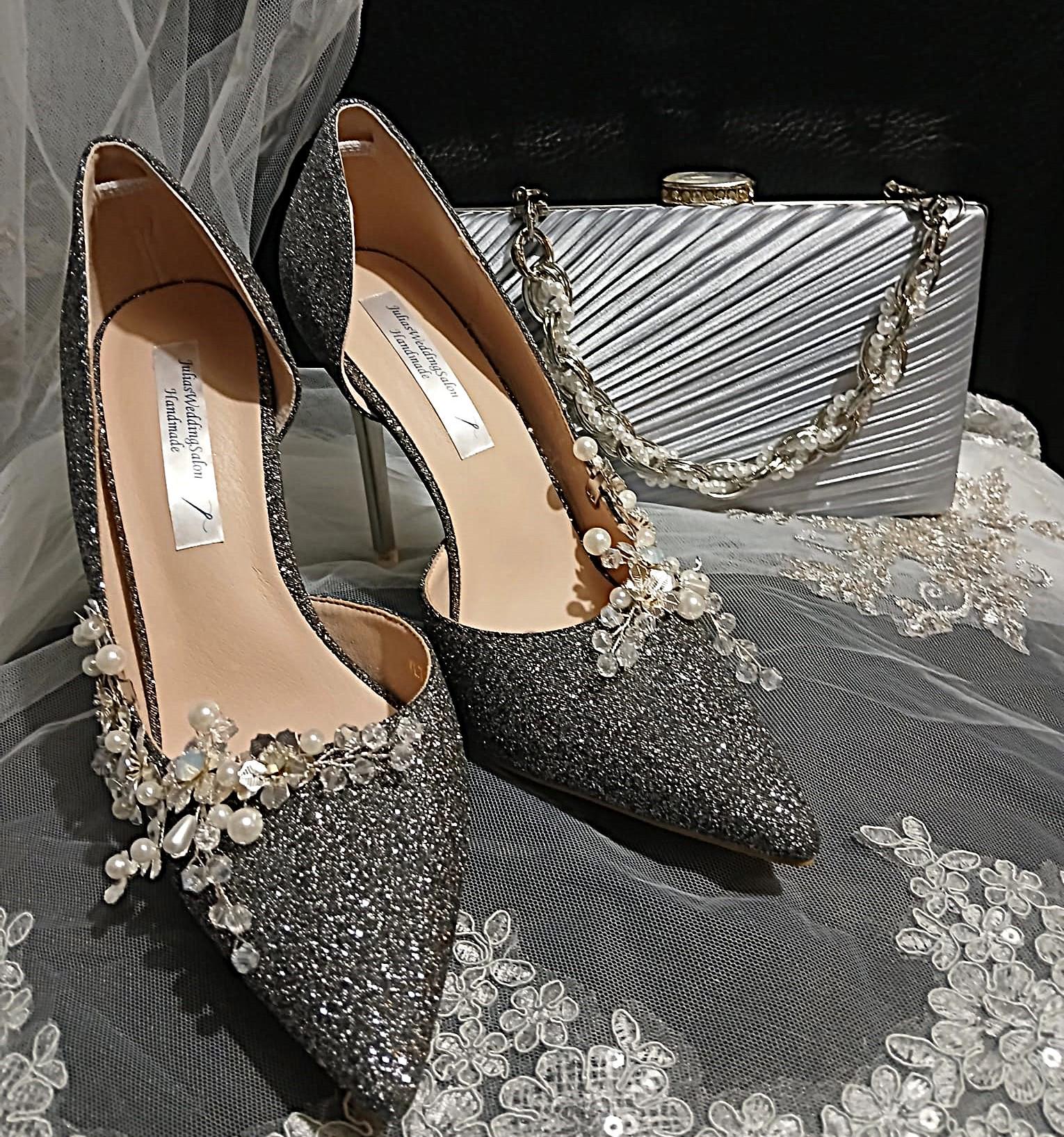 Silver Prom Shoes Low Heel Low Heel Wedge Cute Silver Prom Shoes