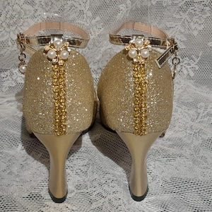 Chaussures de mariée à paillettes dorées, sandales de mariage, chaussures de demoiselle d'honneur