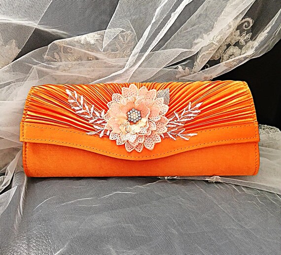 Orange Hat and Bag Set with Gold Chain hat bag sets women fedoraStraw Hat and Bag Set Gold Chain  main image 3
