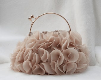 Handmade Rhinestone Women Evening Handbags Girl Cell Phone Purse Wallet Ribbon with Resin Flower Handmade Rhinestone Women Evening Handbags Girl Cell Phone Purse Wallet Ribbon with Resin Flower