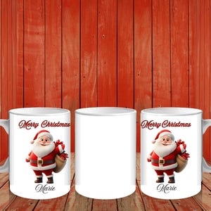 Personalized Merry Christmas Santa Mug, Holiday Gift Cup, Custom Festive Coffee Mug, Ceramic Tea Cup, Xmas Decor Drinkware