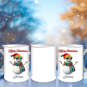 Personalized Snowman Christmas Mug: Holiday Coffee Cup