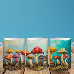 Whimsical Mushroom Ceramic Mug, Cozy Cup for Nature Lovers, Bohemian Home Decor, Cool Gift for Mushroom Enthusiasts, Unique Coffee Tea Mug
