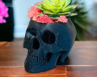 Human Skull Planter Pot, Handmade Witchy Cottagecore Gothic Dark Academia Medical Office Home Decor, Plant Lover Medical Professional Gift