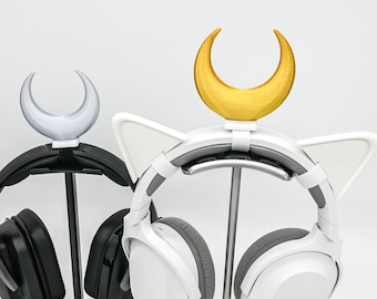 Luna Crown Headset Attachment - Luna Crescent Moon Cat Cosplay, Lightweight Headset Cat Ears, Live Streaming, Gaming Accessories