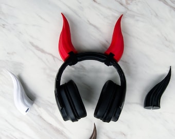 Demon Horns Headset Attachment, Lightweight Live Streaming Vtuber Accessories, Devil Demon Satan Cosplay Horns, Gaming Accessories