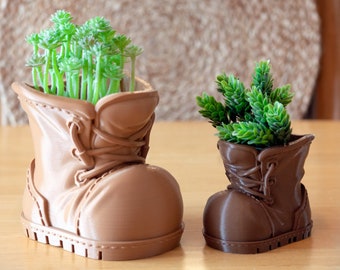 Boot Planter Pot - Optional Drainage Holes, Multiple Sizes, Home Nursery Decor, Handmade 3D Printed Decor, Baby Shower Gift, Flower Pot