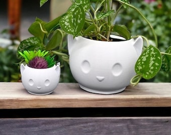 Cat Planter - Handmade 3D Printed Art, Unique Cat Lady Home Office Desk Decor, Cat Memorial Gift