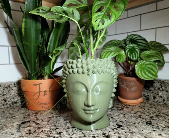 Anesthesie Academie De layout Buddha Head Planter Pot Drainage Optional 3D Printed Plant - Etsy