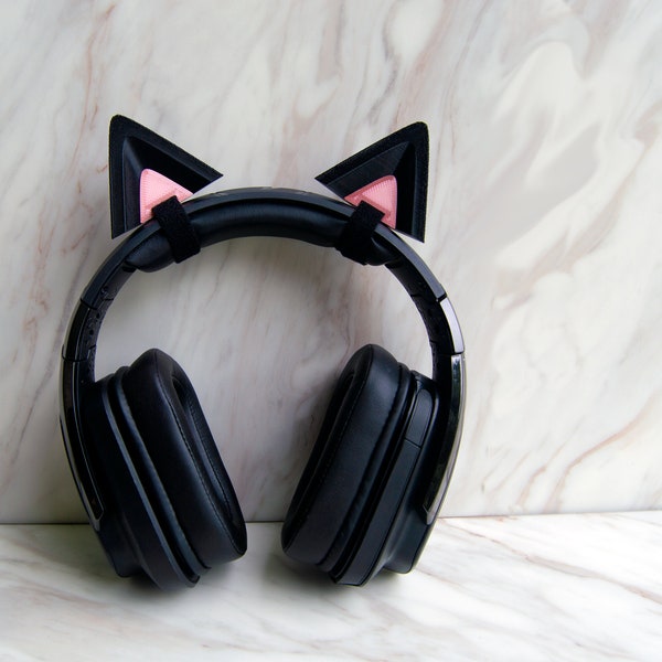 Tiny Kitten Ears Headset Attachment - Baby Neko Ears, Lightweight Cat Cosplay, Gaming Vtuber Twitch Streaming Accessories
