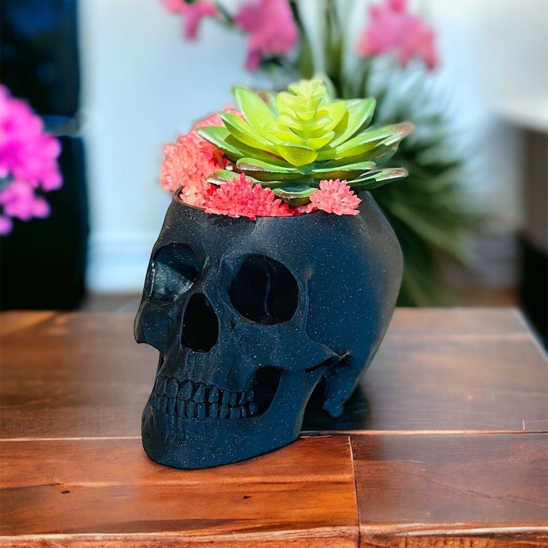 Human Skull Planter Pot, Handmade Witchy Cottagecore Gothic Dark Academia Medical Office Home Decor, Plant Lover Medical Professional Gift image 1