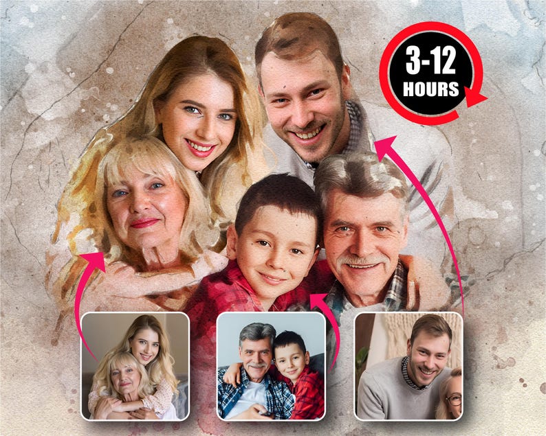 Photo Merge Add deceased loved one to photo, Merge Multiple photos, Drawing from photo, add person to photo, Family photo merge, Digital Art image 1