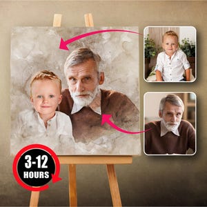 Family Portrait From Different Photos, Add Deceased Loved One to Photo, Add Person to Photo, Combine Photos Gift for Dad Mom Same Day Ready