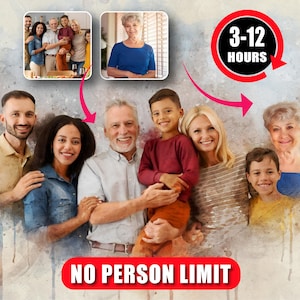 Large Family Portrait Photo Merge Design - No Person Limit - Same Day Delivery