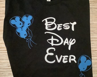 Camiseta preta personalizada do melhor dia de todos os tempos ou camisetas personalizadas da Disney