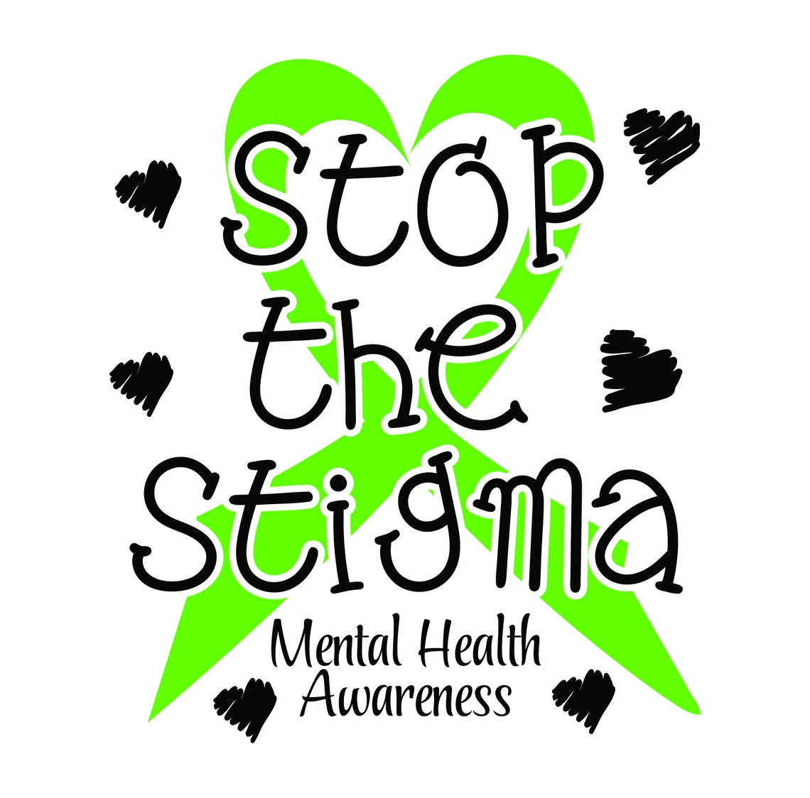 Stop The Stigma Mental Health Awareness Green Ribbon Etsy