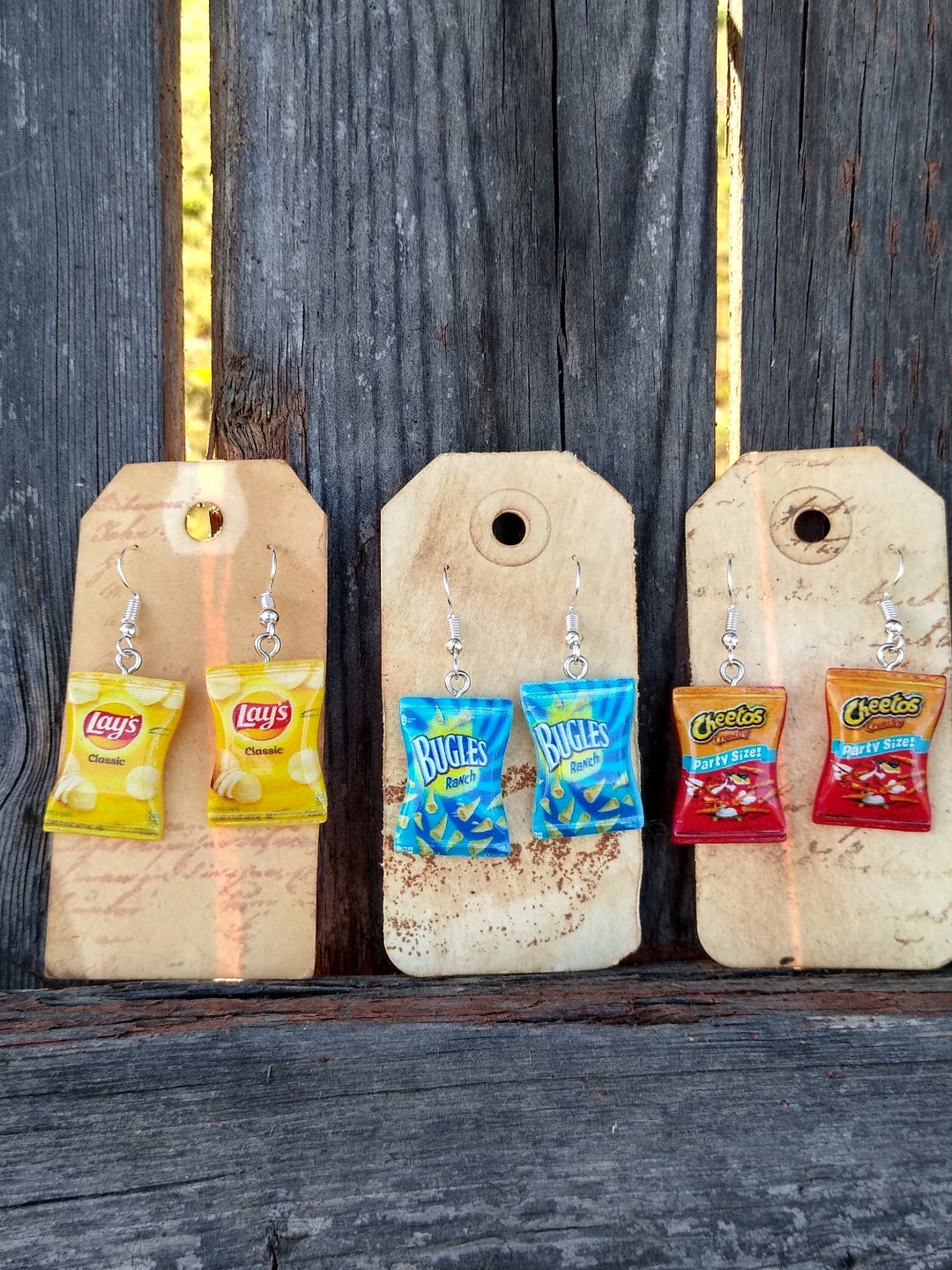 Mini Chip Bag Earrings Etsy