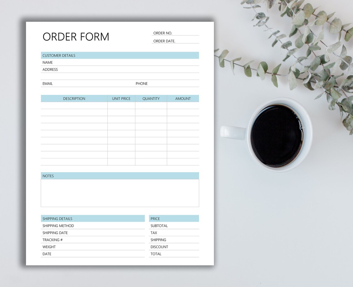 Order Form Editable PDF Printable Order Form Template | Etsy