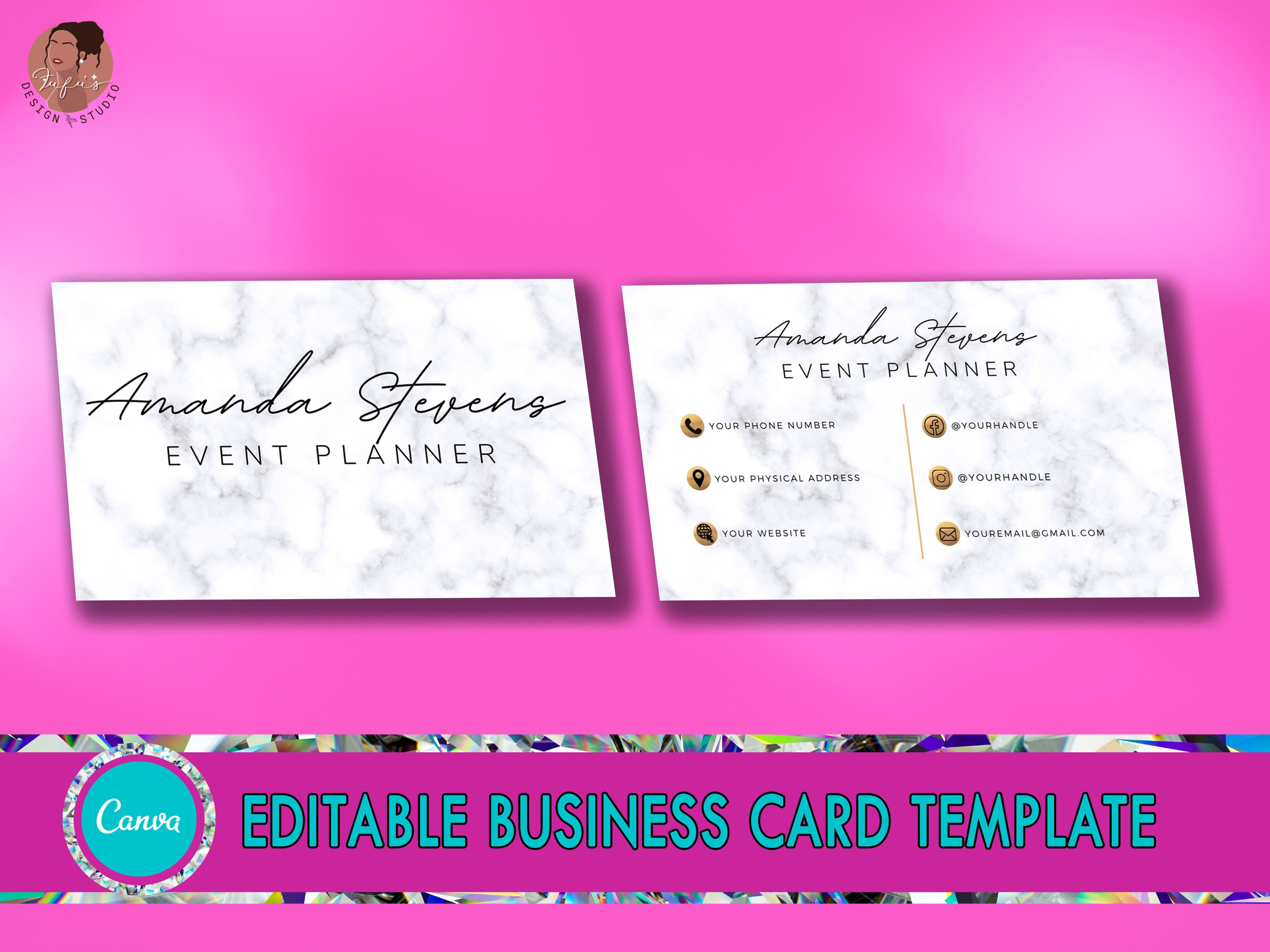 Event Planner Business Card Diy Editable Template Canva Etsy
