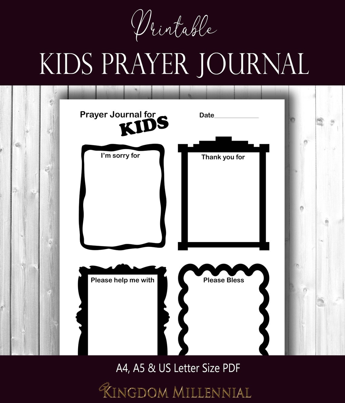 Kids Prayer Journal Printable Christian Planner Insert | Etsy