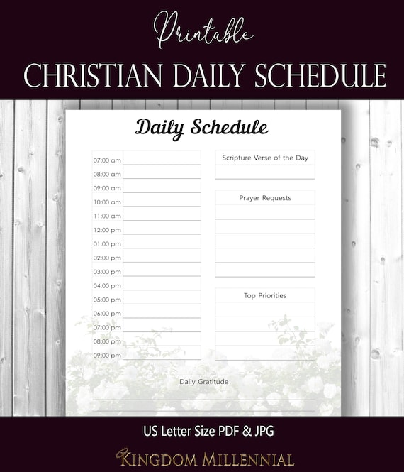 Christian Daily Schedule Printable Christian Planner Etsy