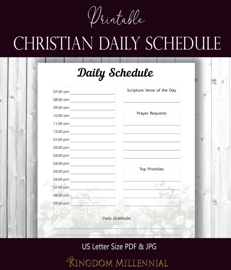 Christian Daily Schedule Printable Christian Planner | Etsy