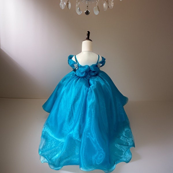 Blue princess gown, blue princess dress, girls first birthday dress, girls pageant dress, fluffy baby dress, 1st birthday gown, formal gown