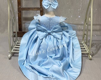 princess dress 9 12 months Sky blue baby dress, mini bride dress, toddler blue dress with diamonds, fluffy baby dress, 1st bday dress, ruffle dress