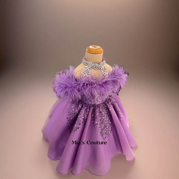 Flower girl dress lilac purple first birthday dress toddler, pageant dress toddler, lilac dress toddler, tulle dress toddler