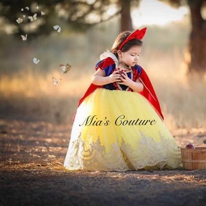 Yellow Red Navy Blue Snow White Inspired Princess Birthday Halloween Holiday Beauty Pageant Gown