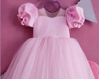 Baby girl pink tutu dress,tulle dress, layer dress, first birthday dress, Halloween costume