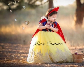Yellow Red Navy Blue Snow White Inspired Princess Birthday Halloween Holiday Beauty Pageant Gown