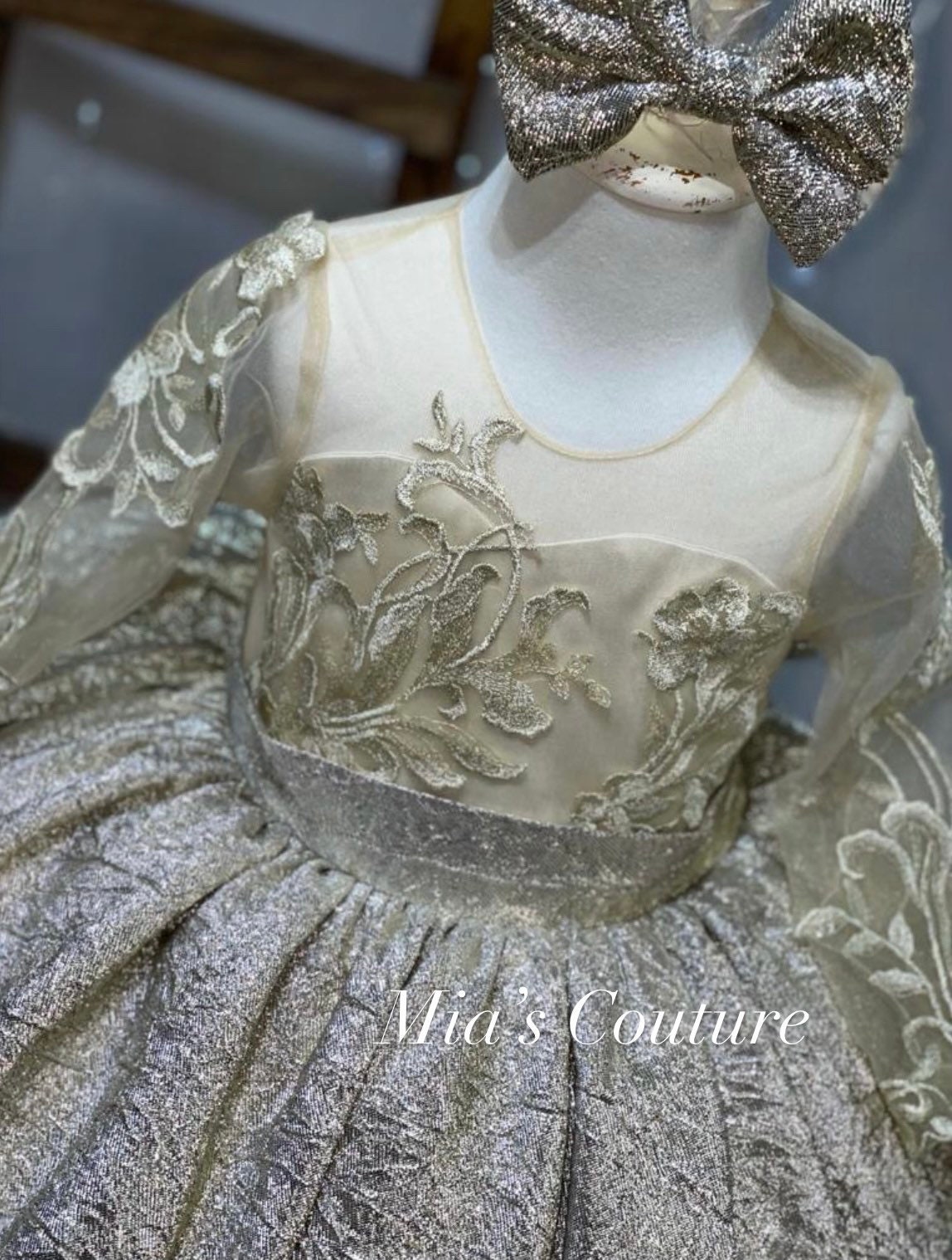 Gold Lace Pearl Embezzlement Sheer Ball Gown Vintage Style - Etsy