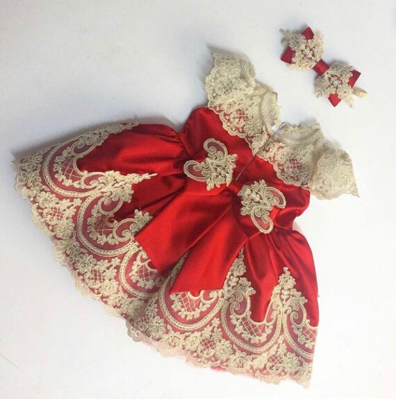 Red and Gold Girl Dress, Red Dress Toddler, Valentines Dress Toddler, First Birthday Dress Red, High Low Dress Toddler, Princess Dress Red