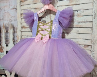 Girls lavender pink purple tutu dress, first birthday dress, Halloween costume