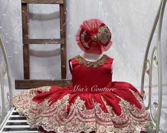 Red and Gold Girl Dress Red Dress Toddler Valentines Dress Toddler First Birthday Dress Red High Low Dress Toddler Princess Dress Red Etsy