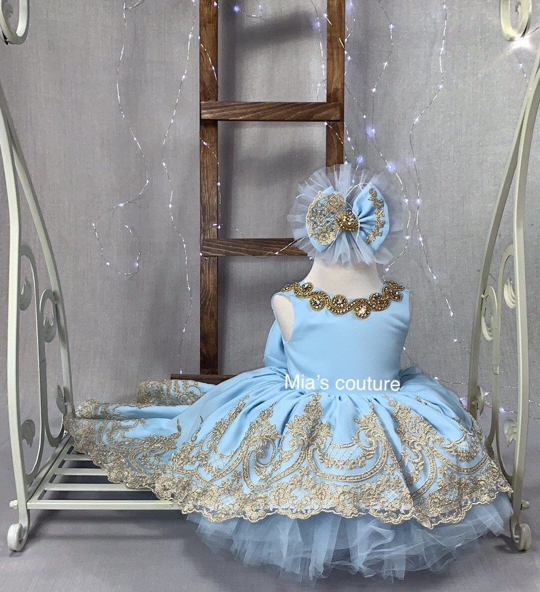 bleu royal Perlé Enfants Princesse Robe petites filles Beauté Pageant robe  Puffy Fleur Fille Anniversaire Robe Photographie Robes