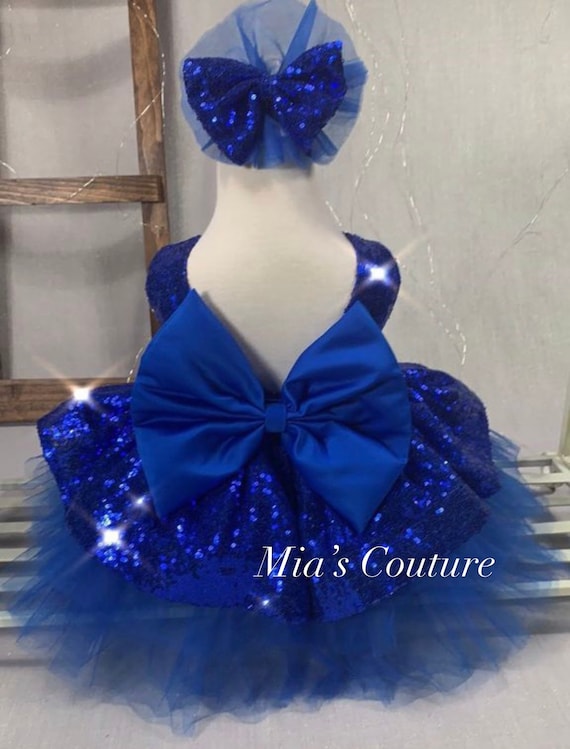 Blue Girl Dress Royal Blue Baby Girl 1st Birthday Outfit
