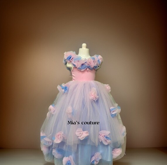 open lace back dress Off The Shoulder Satin Little Princess Dresses,Beaded Little Girls Pageant Gowns,GPD0056, J12 / Turquoise main image 0