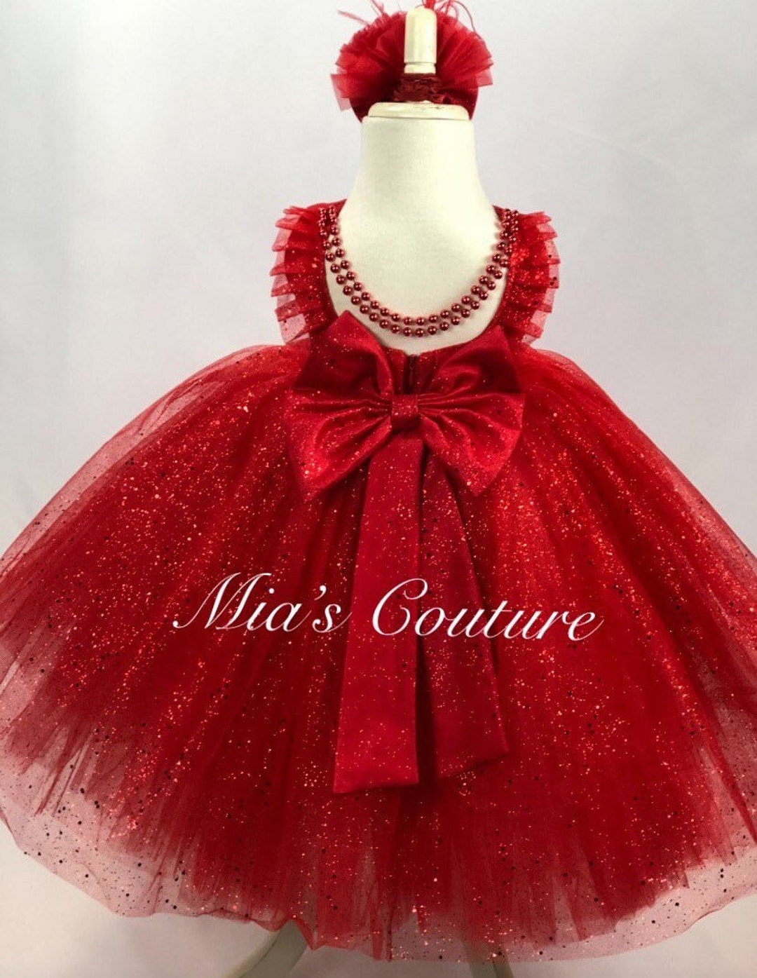 Red Pearl Girl Dress, Red Dress Toddler, Valentines Dress Toddler