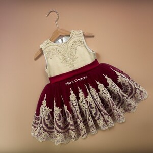 burgundy and cream lace dress & Vintage Satin Tulle Big Bow Holiday Christmas Beauty Pageant Women's Gauze Cotton Beach size_chart: general Size:18 (XXL) Perfect for date nights