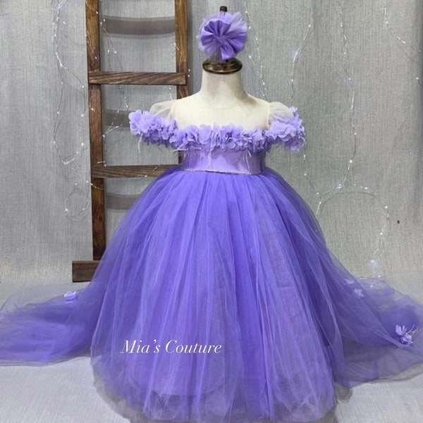 Flower girl dress lilac lavender first birthday dress toddler, valentines dress toddler, lilac dress toddler, tulle dress toddler