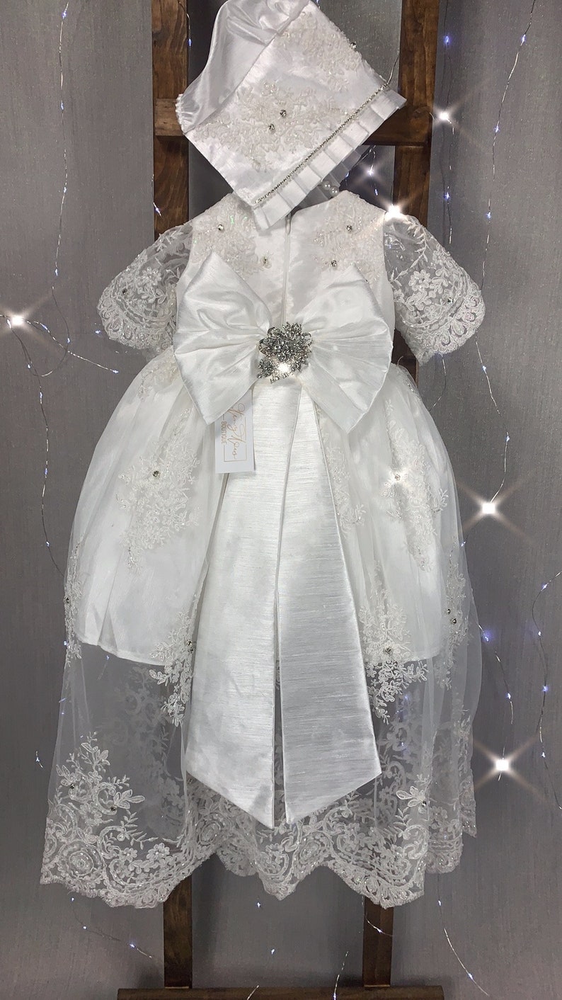 Taufkleid für Baby Mädchen, Baby Taufkleid, langes Taufkleid, langes Taufkleid für Baby Mädchen, Baby Mädchenkleid weiß Bild 7