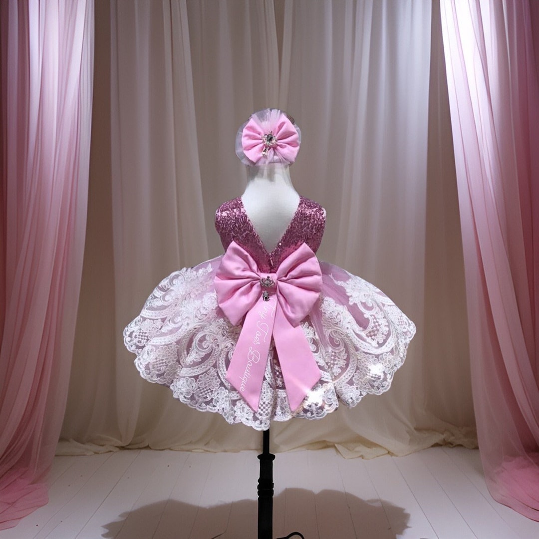 Off White Baby Girls Dress In Light Pink 2 main image 1