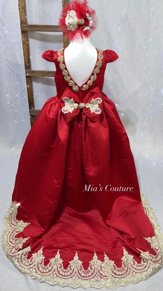 christmas beauty pageant dresses Red & Gold ( Cap Sleeves ) Rhinestone Embezzlement Lace Vintage Holiday Christmas  Beauty Pageant Gown