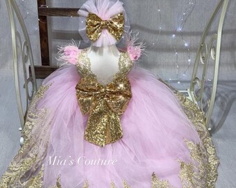 Pink and gold girls birthday dress, toddler pageant dress, flower girl Pink dress, baby pageant dress, 1st birthday dress